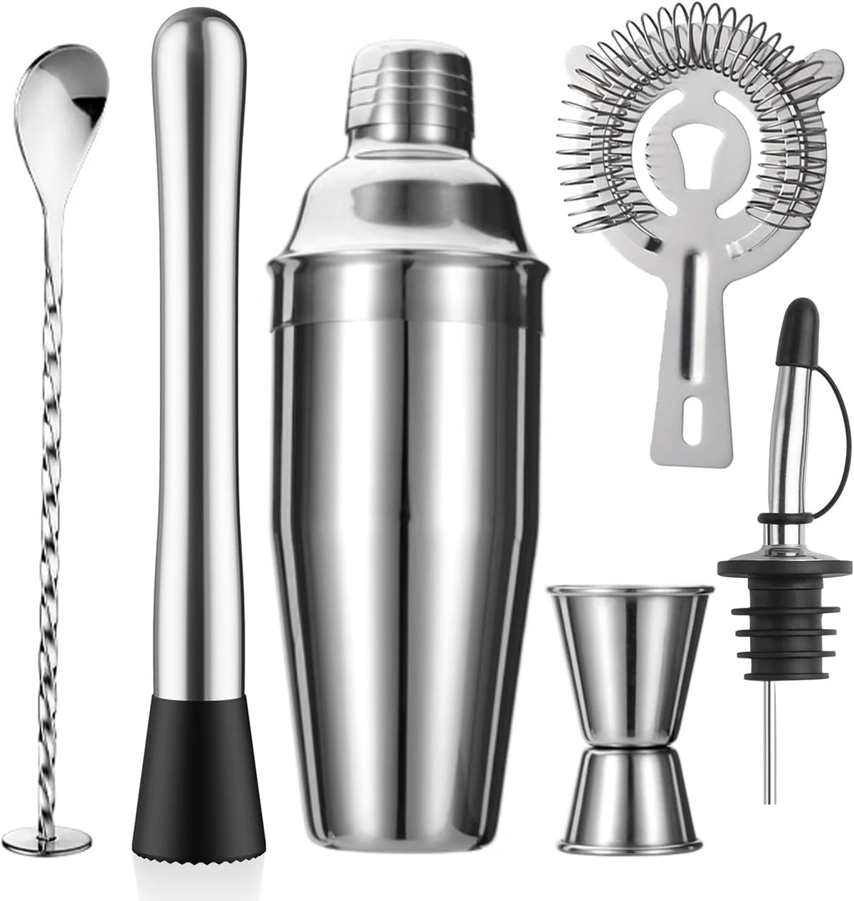 ZPUFAW 6-Piece Cocktail Shaker Set, Bartender Kit, Drink Shaker, Bar Set