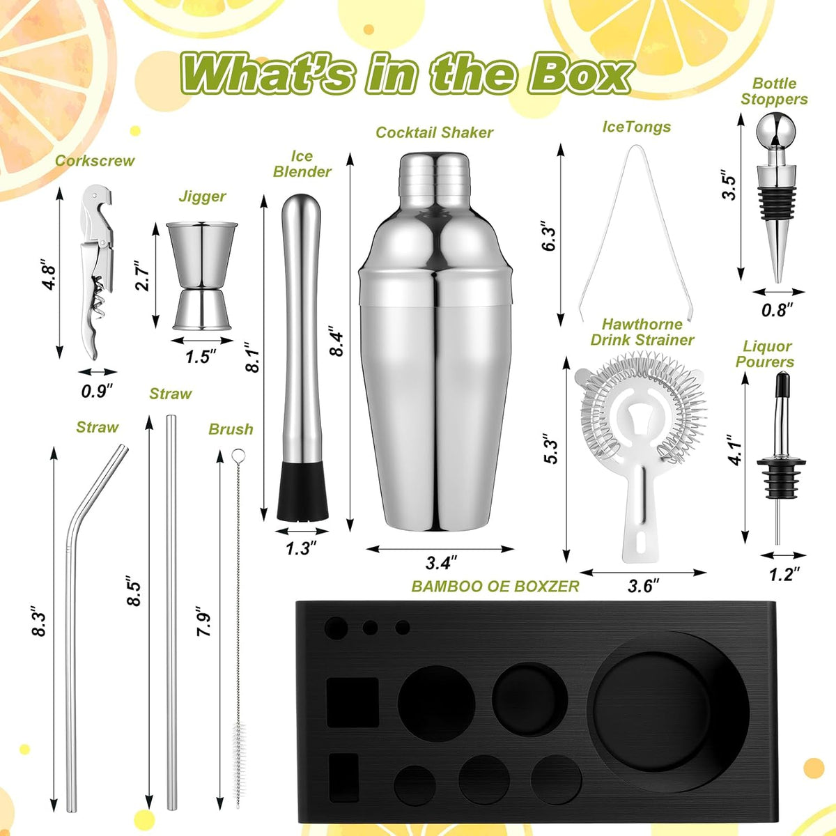 Mifoci 23 Pcs Bartender Supplies Kit Garnish Tray for Bartenders with Bar Caddy 3 Tier Salt Rimmer 13 Pcs Cocktail Shaker Set and Bar Accessory for Christmas Bartender Gifts Beginners(5 Compartments)