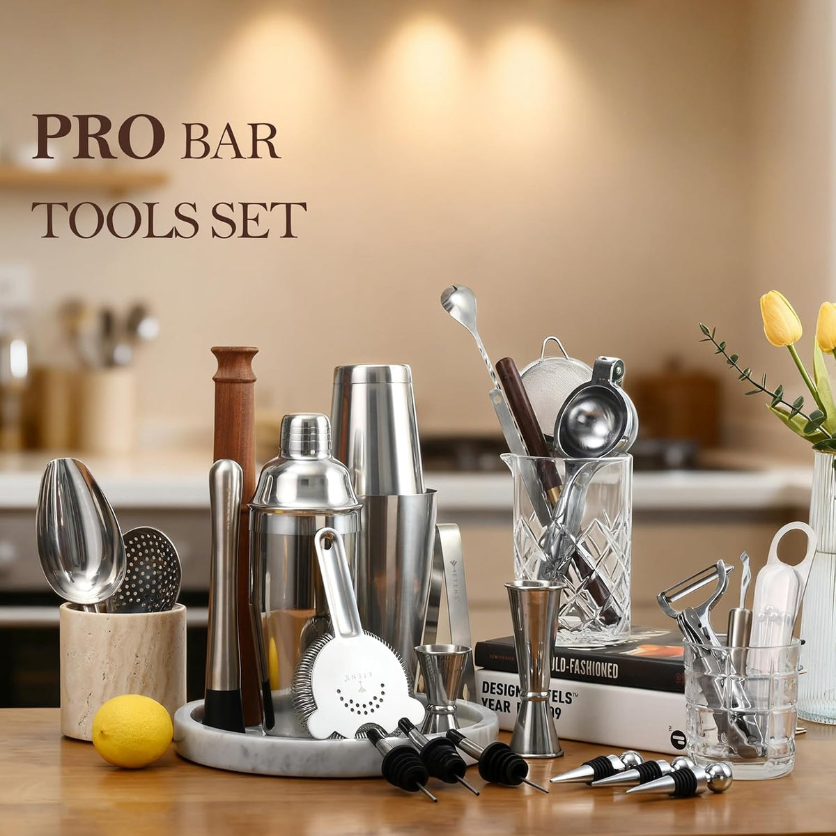 Etens 33-Piece Pro Bartender Kit, Bar Tools Cocktail Shaker Set for Bartending, Stainless Steel Mixology Barware