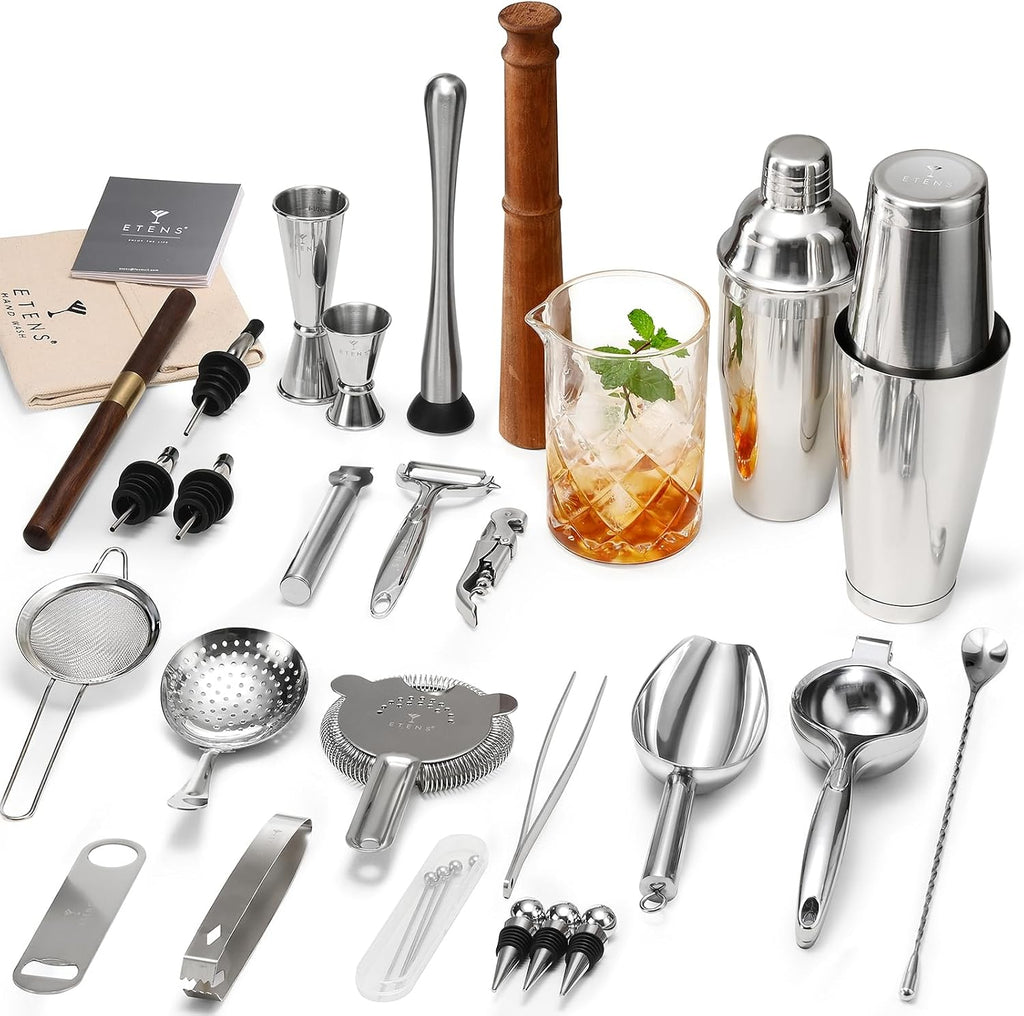 Etens 33-Piece Pro Bartender Kit, Bar Tools Cocktail Shaker Set for Bartending, Stainless Steel Mixology Barware