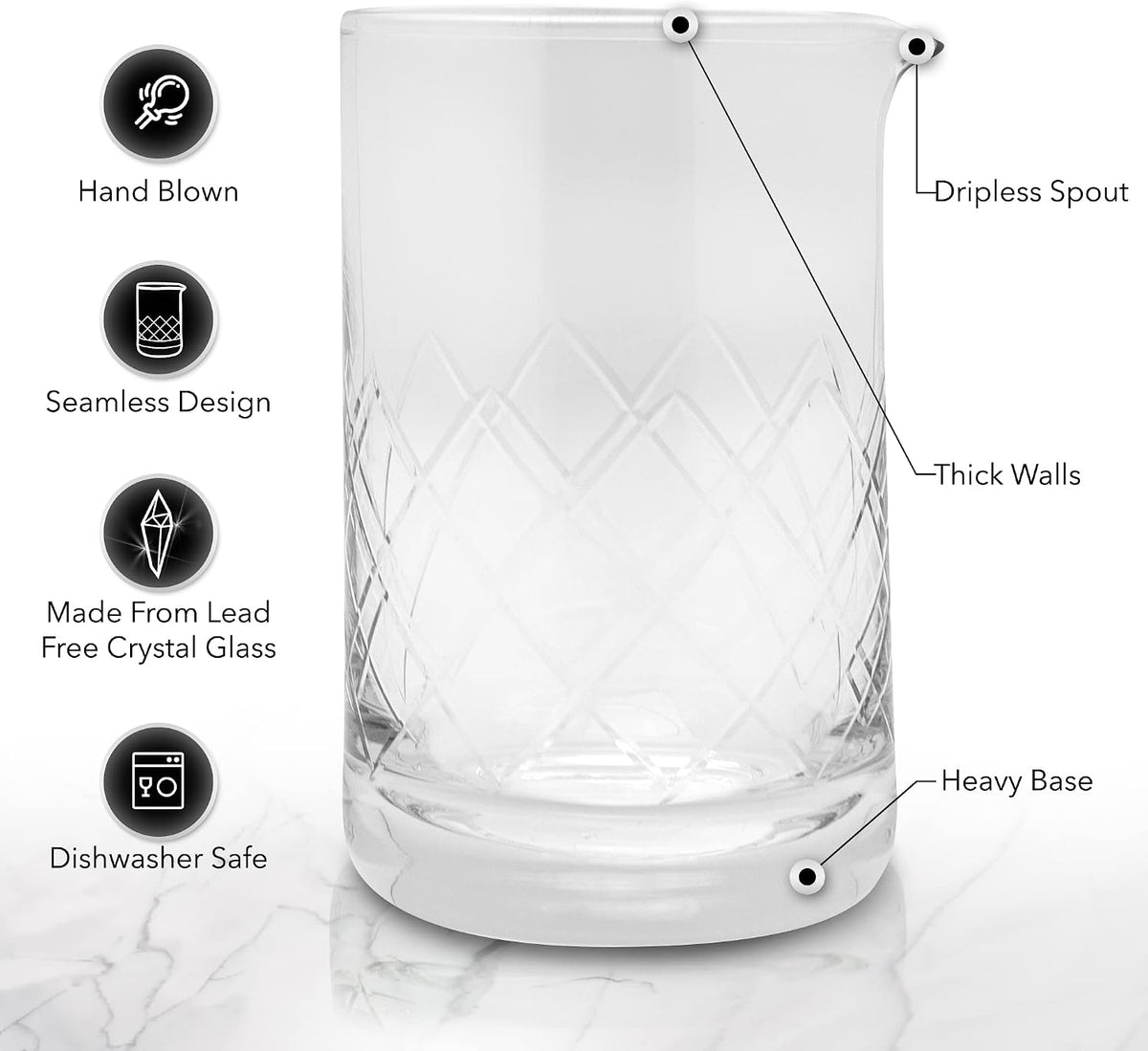 The Art of Craft Professional Bartending Set for Shaken and Stirred Drinks: Boston Cocktail Shaker, Hawthorne Strainer, Japanese Jigger, Bar Spoon and Crystal Mixing Glass