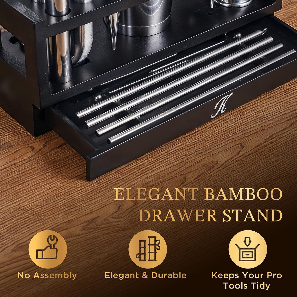 Kitessensu 25-PC Professional Bartender Kit, Bar Tool with Drawer Stand