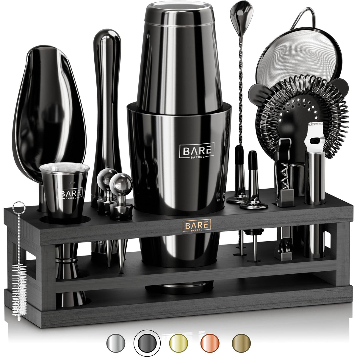 BARE BARREL® Mixology Bartender Kit Bar Set | 16-Piece Cocktail Shaker Set | Martini Barware Mixing Tools for Home Bartending | Incl. 35 Recipe Cards | Gift Set (28oz Boston Shaker, Copper/Black)
