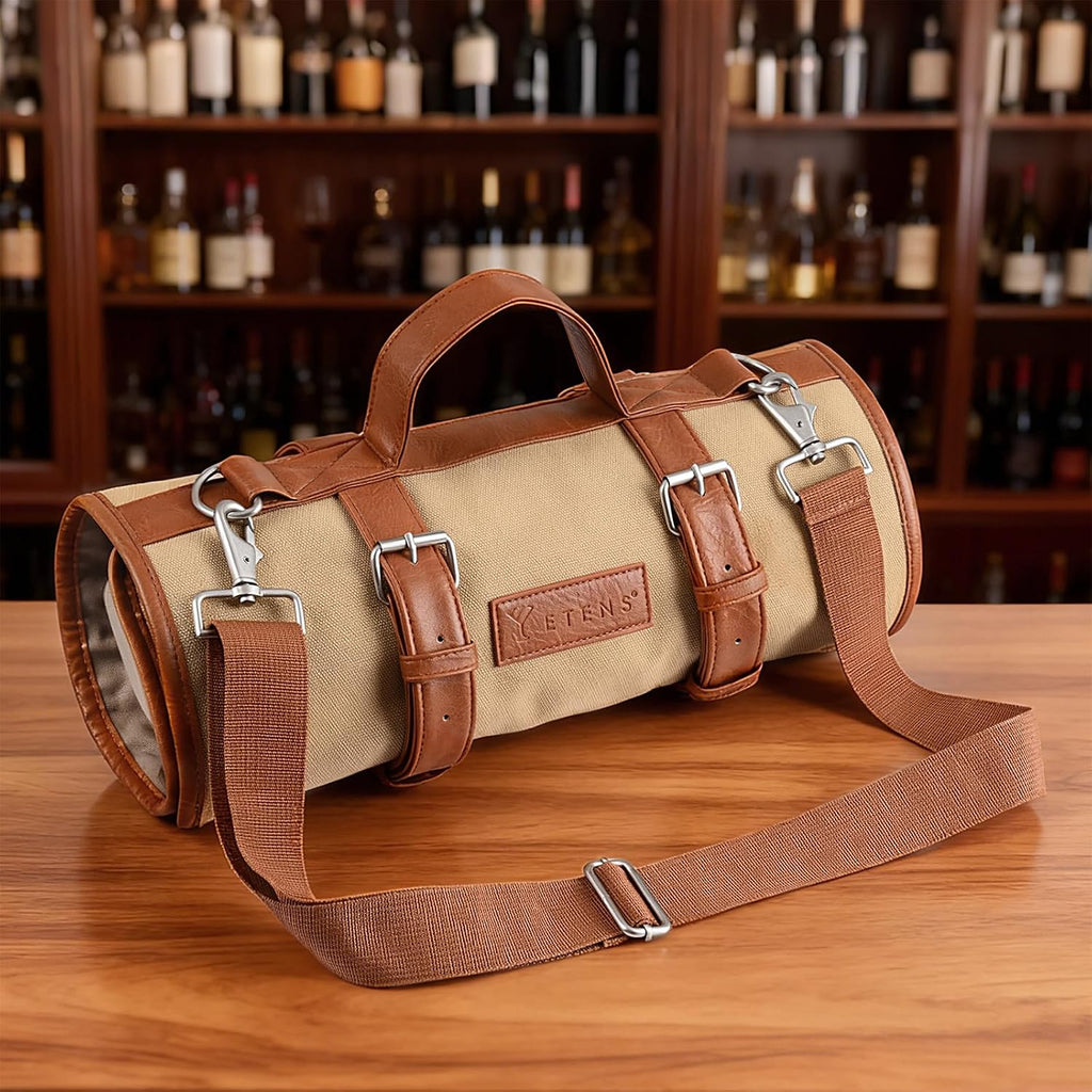 Etens 22 Piece Travel Bartender Kit with Bag, Portable Stainless Steel Professional Bar Tool Set, Traveling Cocktail Mixology Kit, Full Bartending Set with Carrying Case for Home, Travel & Commercial